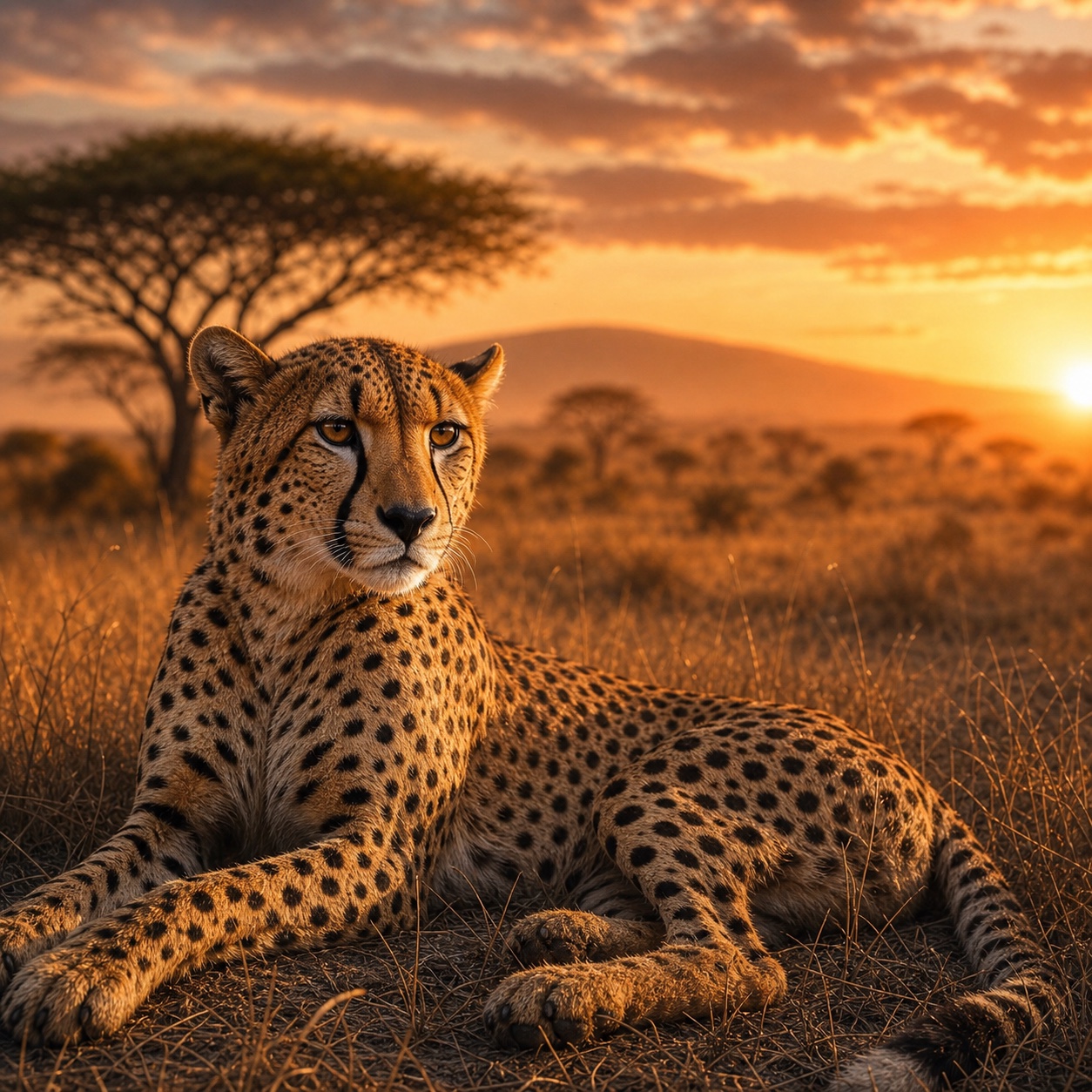 Guépard au calme dans la savane