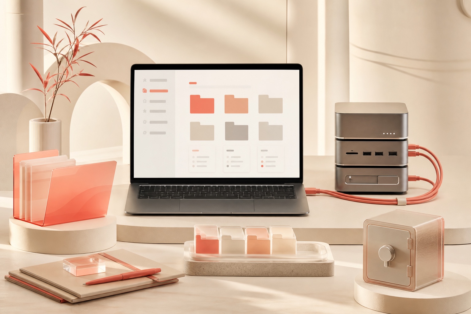 Ordinateur, dossiers numériques et outils connectés pour une gestion informatique organisée
