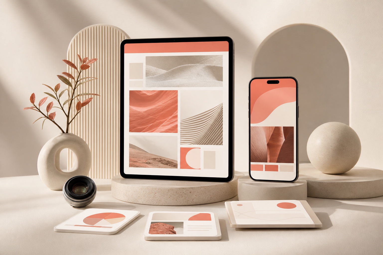 Tablette, téléphone et supports créatifs pour le marketing, la communication et les sites internet